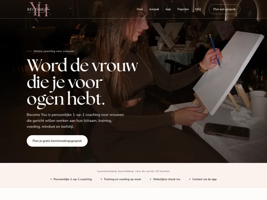 Website van Become You by Yente