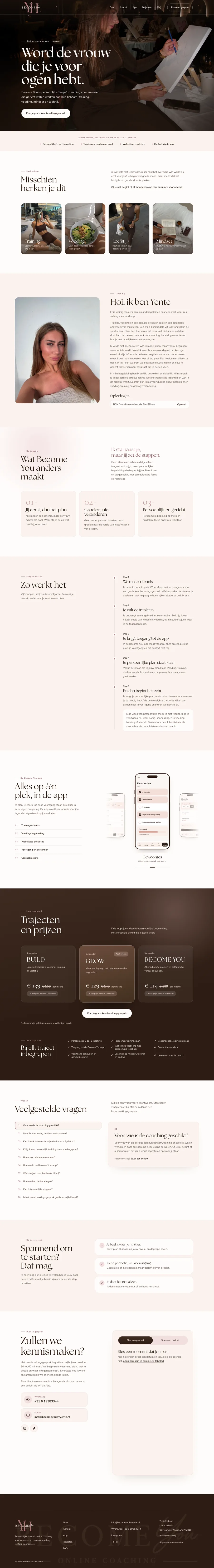 Website van Become You by Yente